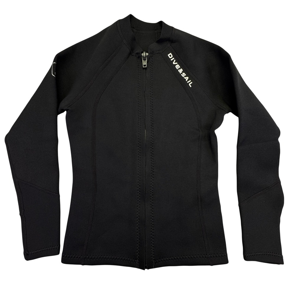 Dive And Sail Wetsuit Top‎ Men's Small Black Neoprene Long Sleeve Jacket Thermal